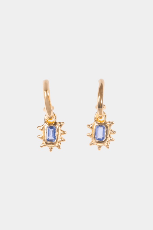 Blue Sapphire Hoop Studs