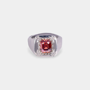 Hunkaspunk Ring
solid sterling silver 
~ 6ct emerald cut brown zircon
~ four 2mm round white CZs