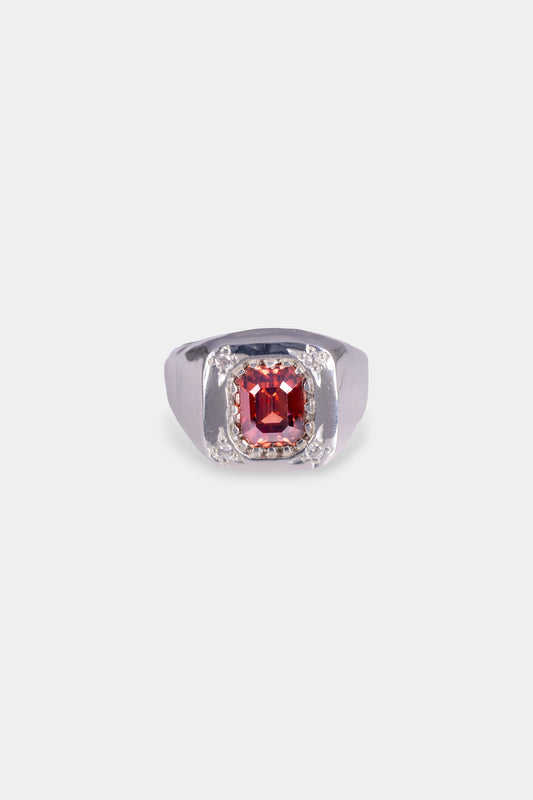 Hunkaspunk Ring
solid sterling silver 
~ 6ct emerald cut brown zircon
~ four 2mm round white CZs