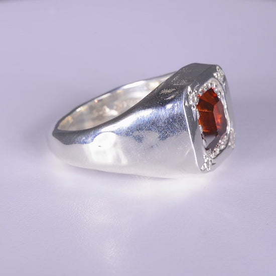 Hunkaspunk Ring
solid sterling silver 
~ 6ct emerald cut brown zircon
~ four 2mm round white CZs
